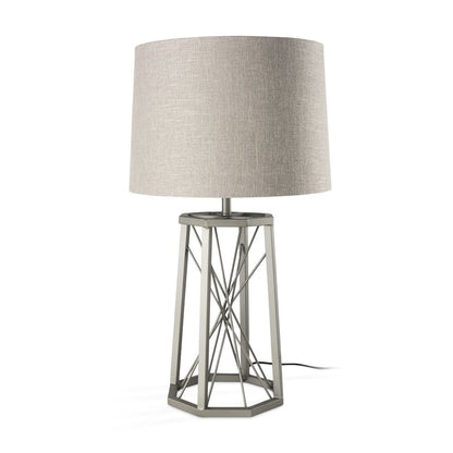 Raen (28.5"H) Gray Metal Octagonal Base w/Beige Shade Table Lamp