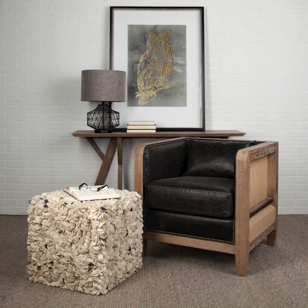 Clark (20"H) Bronze Barrel Metal Base Beige Linen Shade Table Lamp