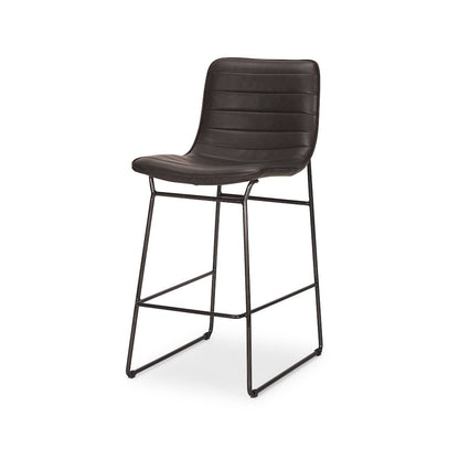 Meritt 37"H Black Faux-Leather Seat W/ Black Metal Frame Stool