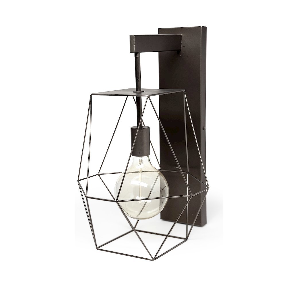 Cordova 12x19 Gray Metal Hanging Bulb Caged Wall Sconce