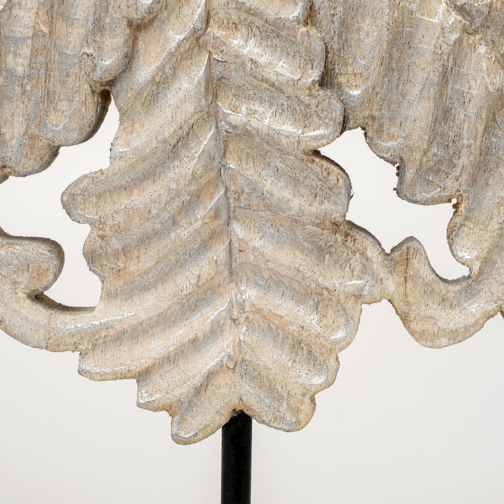 White Washed Wood W/Antiqued Silver  Botanical Decorative Object