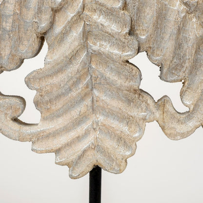 White Washed Wood W/Antiqued Silver  Botanical Decorative Object