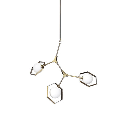 Champagne Metal Multi-Arm Three Light Chandelier