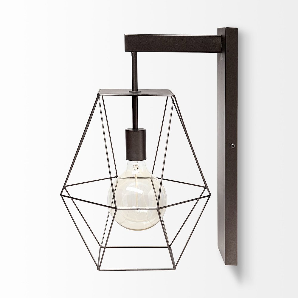 Cordova 12x19 Gray Metal Hanging Bulb Caged Wall Sconce