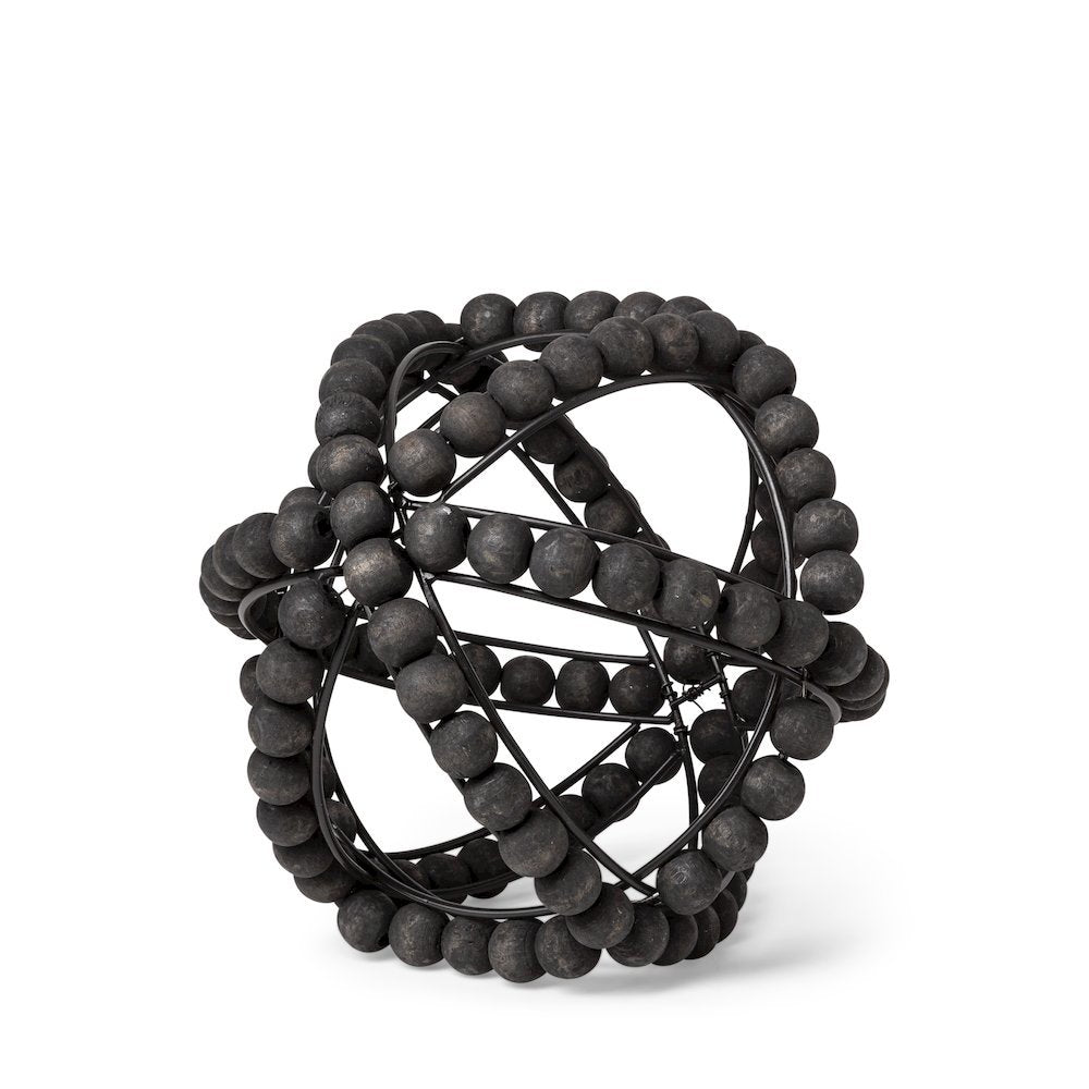 Earnhardt I Small 9L x 9W Black Wooden Beaded Orb