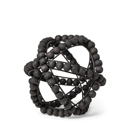 Earnhardt I Small 9L x 9W Black Wooden Beaded Orb
