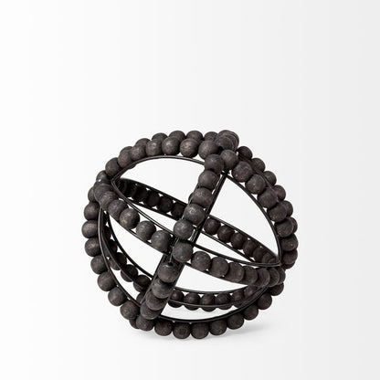 Earnhardt I Small 9L x 9W Black Wooden Beaded Orb