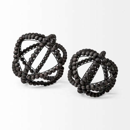 Earnhardt I Small 9L x 9W Black Wooden Beaded Orb