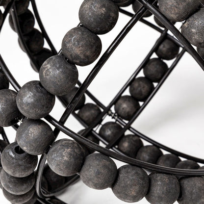 Earnhardt I Small 9L x 9W Black Wooden Beaded Orb