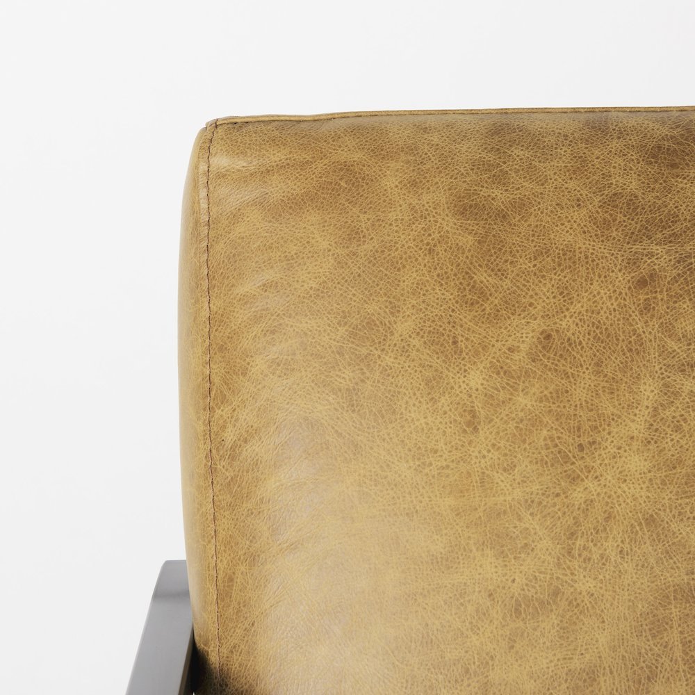 Armelle II Brown Leather Seat w/Gray Metal Frame Accent Chair