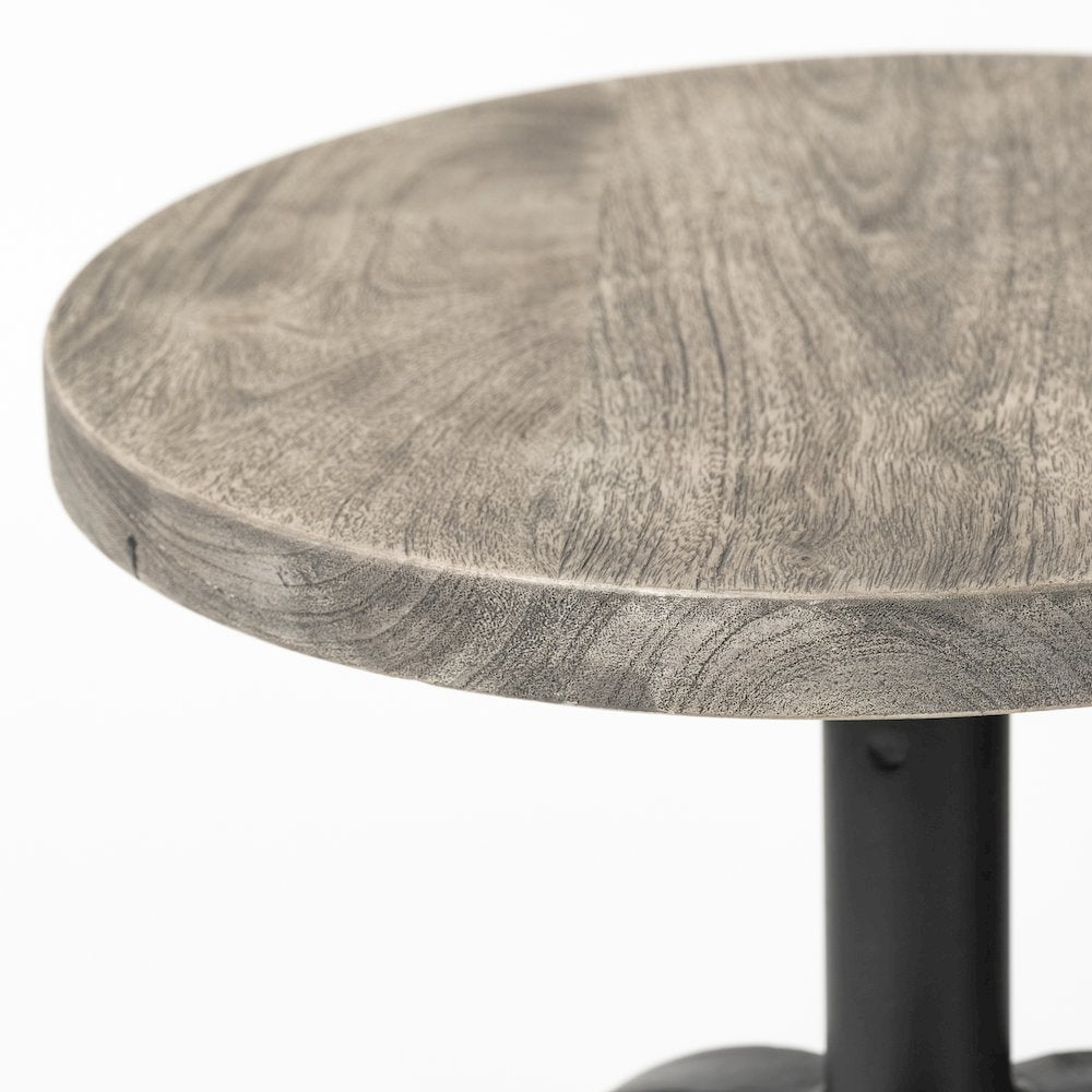 Emslie I 19"-25" Brown Wood Seat Black Metal Frame Stool