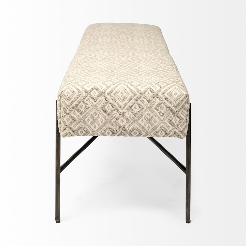 Avery II 55L x 17W Off White Upholstered Seat With Metal Base Accent Bench