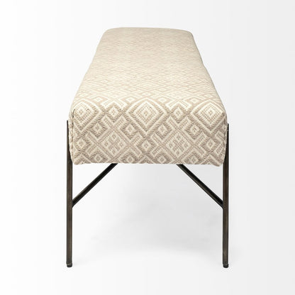 Avery II 55L x 17W Off White Upholstered Seat With Metal Base Accent Bench