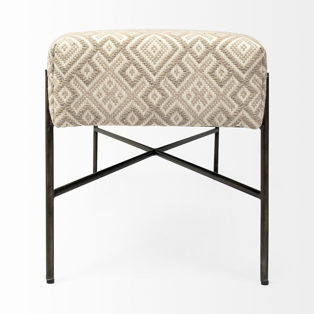 Avery II 55L x 17W Off White Upholstered Seat With Metal Base Accent Bench