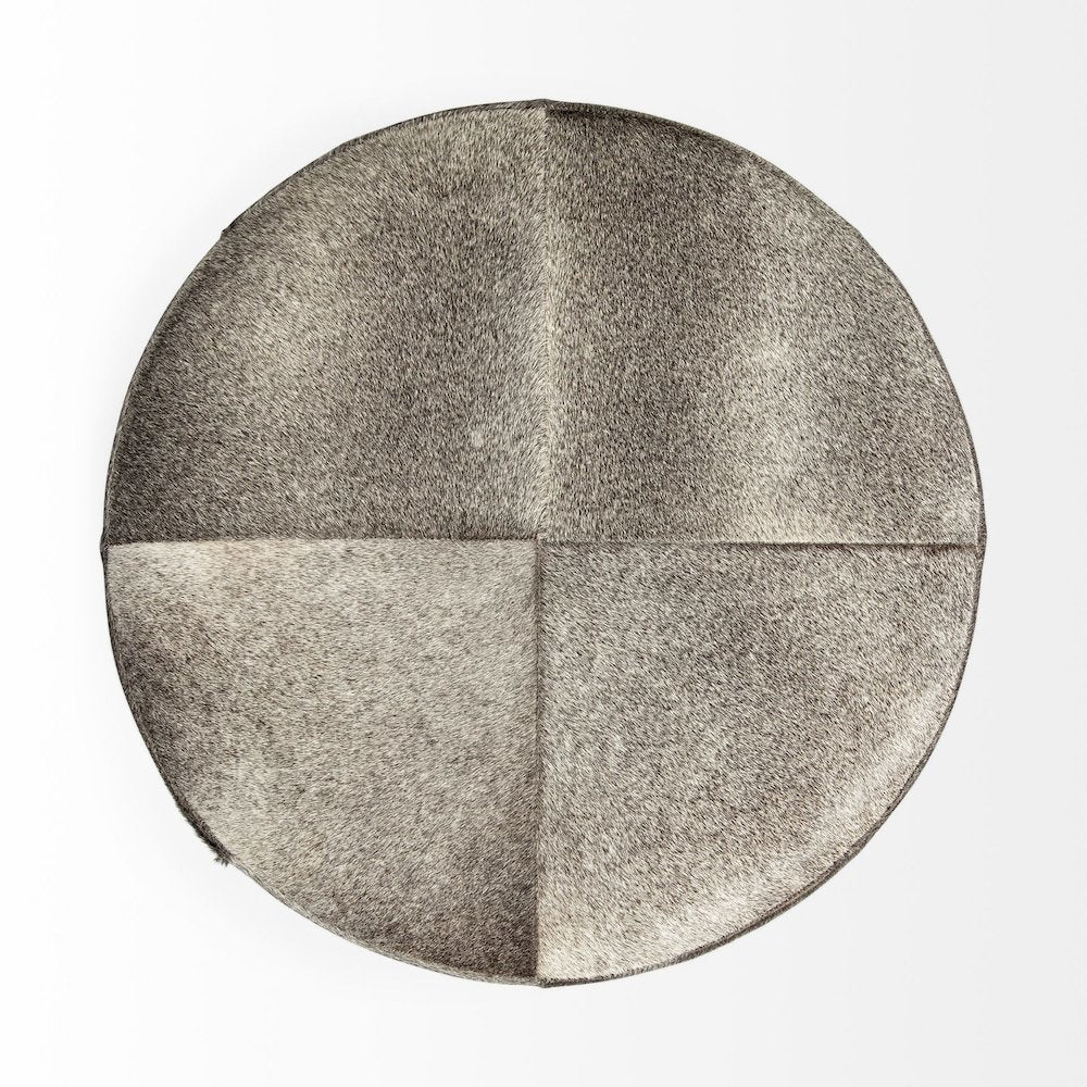 Zahavi I 23"H grey-toned hair-on-hide ottoman