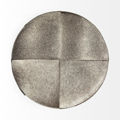 Zahavi I 23"H grey-toned hair-on-hide ottoman