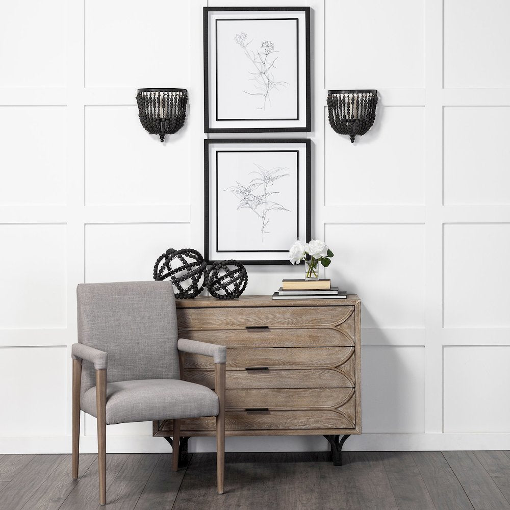 Earnhardt II Large 11L x 11W Black Wooden Beaded Orb