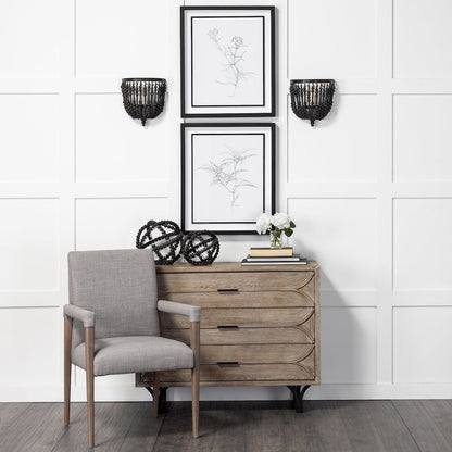 Earnhardt II Large 11L x 11W Black Wooden Beaded Orb