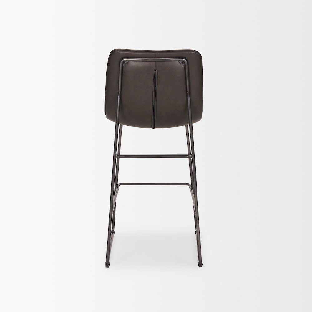 Meritt 37"H Black Faux-Leather Seat W/ Black Metal Frame Stool