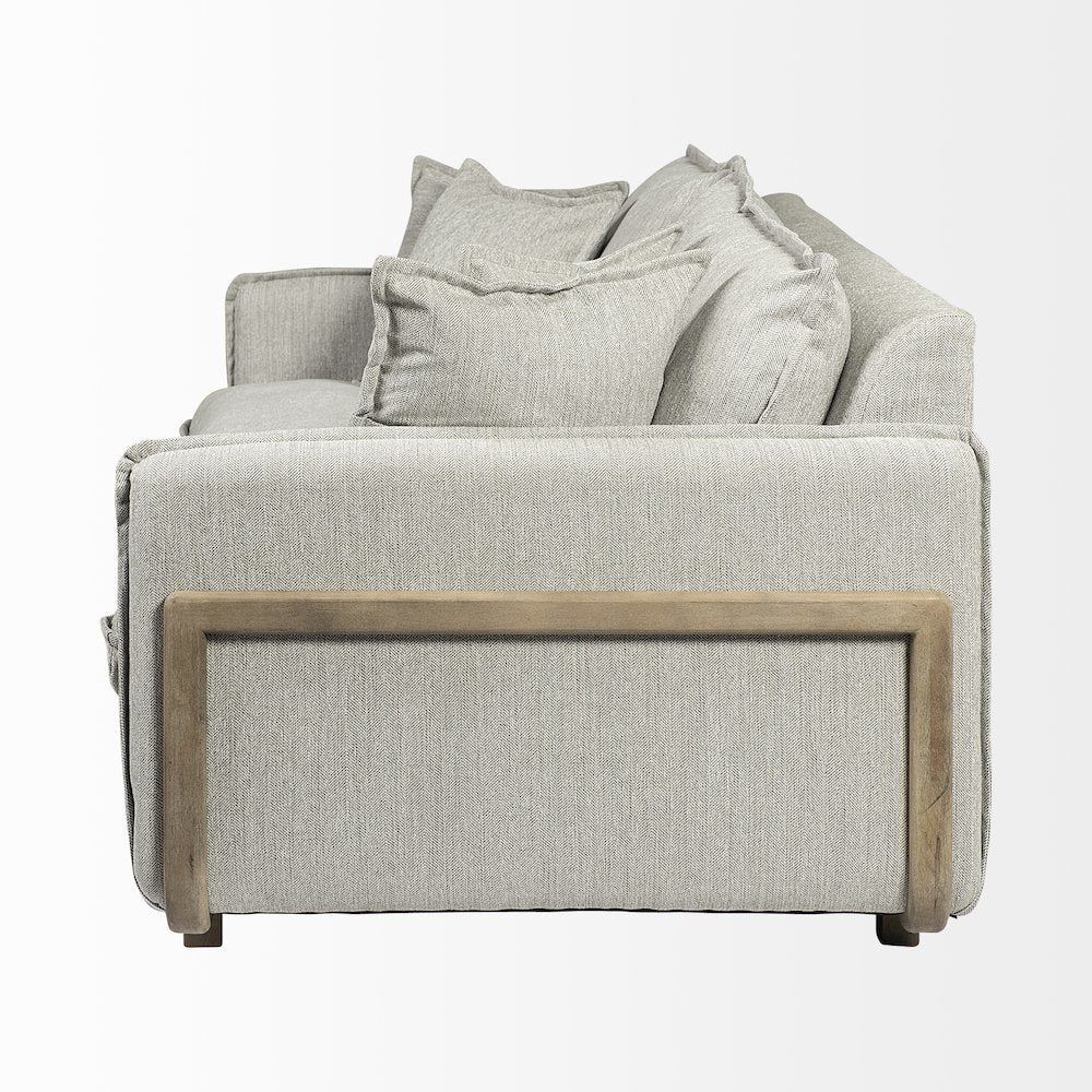 Roy I 84" Frost Gray Upholstered Three Seater Sofa
