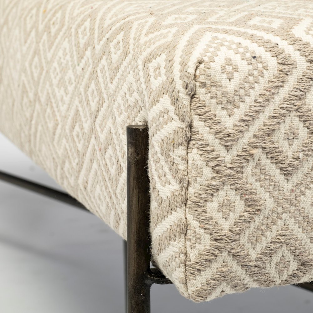 Avery II 55L x 17W Off White Upholstered Seat With Metal Base Accent Bench