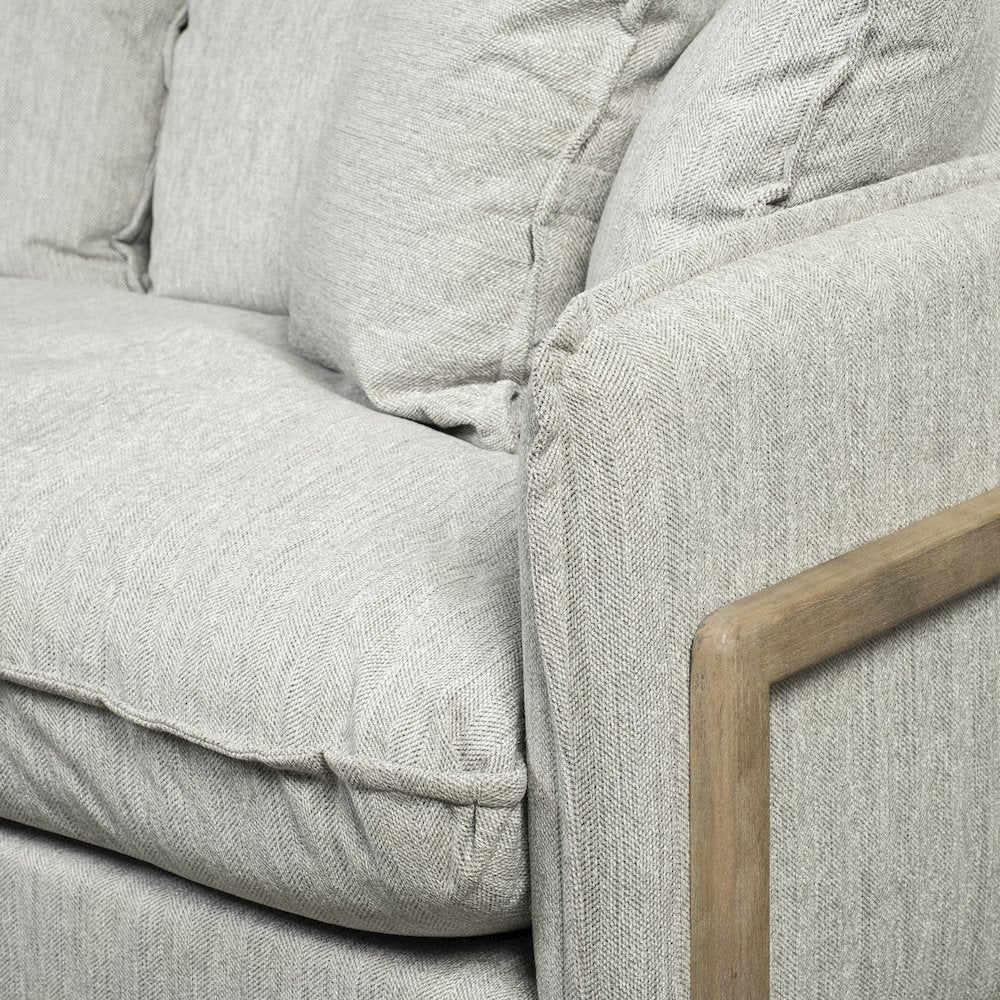 Roy I 84" Frost Gray Upholstered Three Seater Sofa