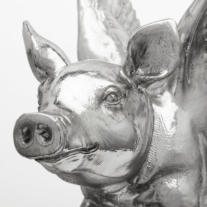 Hogbadi Set of 2 Silver Flying Pigs