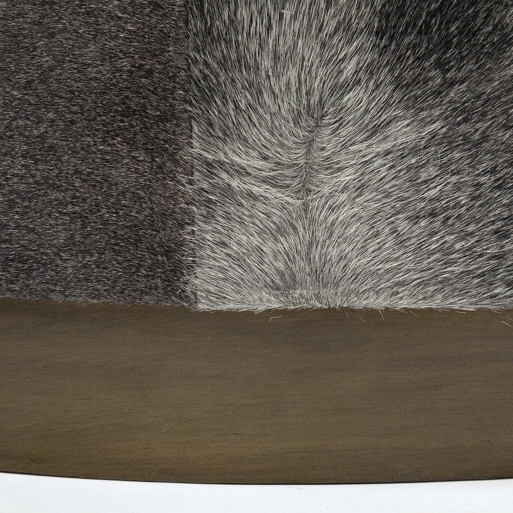 Zahavi 36" Gray Hair-On-hide W/Metal Base Ottoman