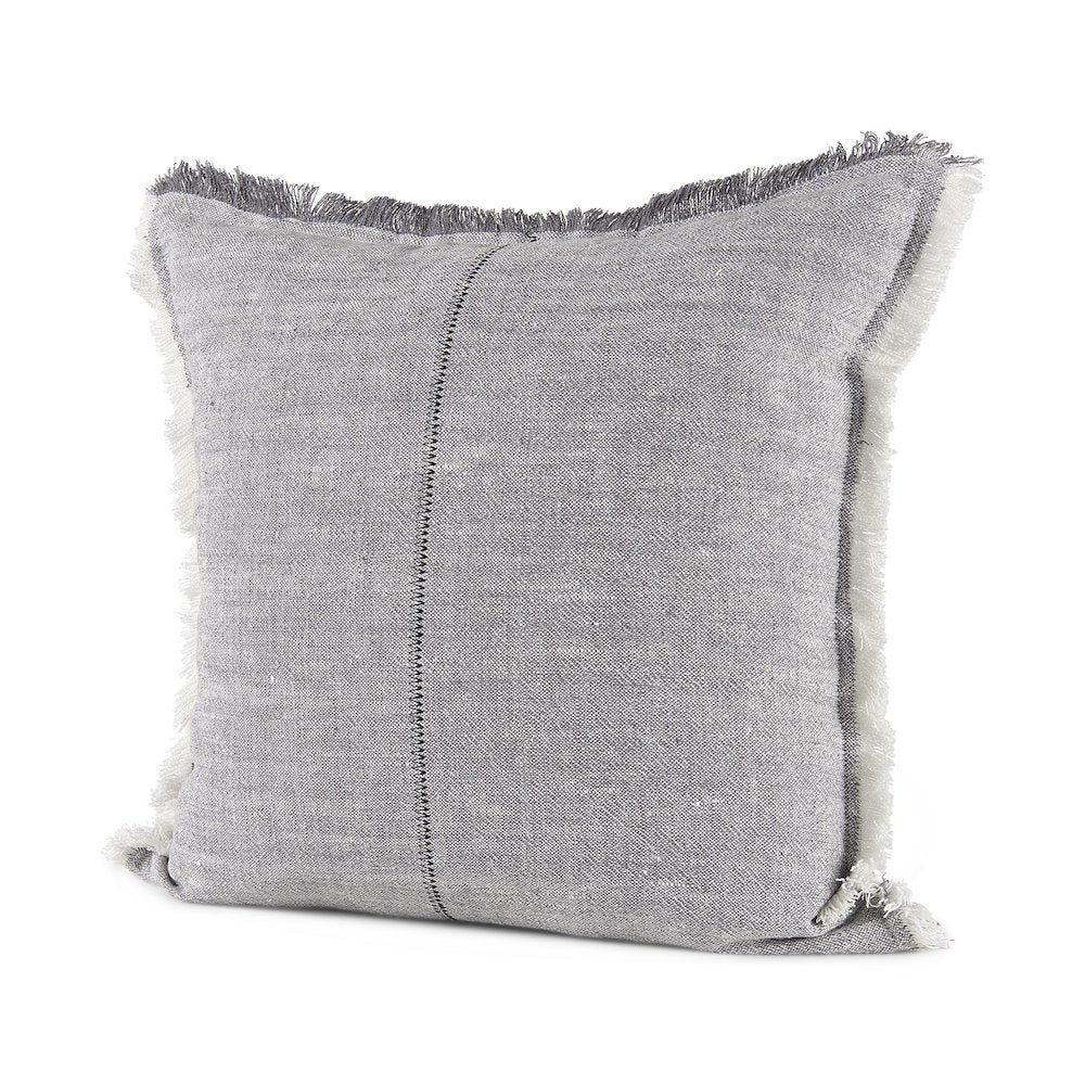 Thais 20L x 20W Blue and Cream Fringed Decorative Pillow Cover