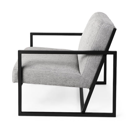 Armelle Gray Fabric Seat W/Black Metal Frame Accent Chair