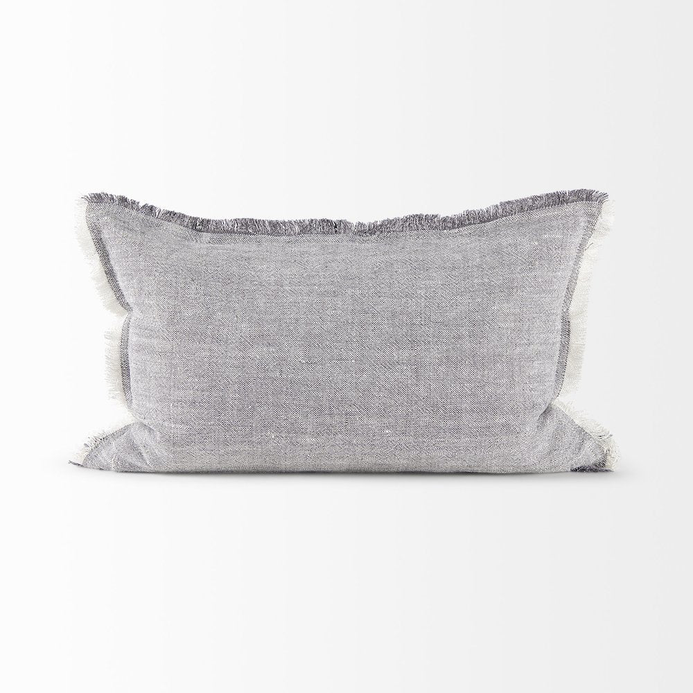 Thais 13L x 21W Gray Fabric Fringed Decorative Pillow Cover