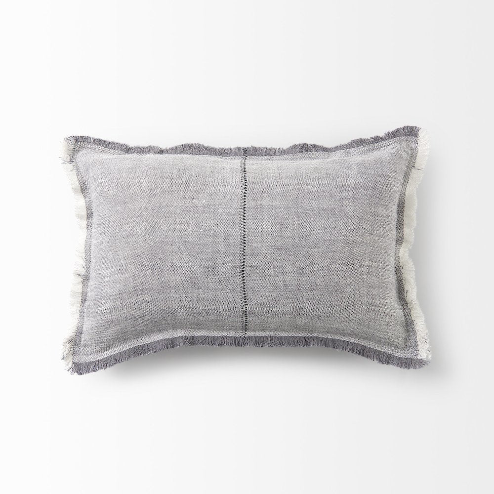Thais 13L x 21W Gray Fabric Fringed Decorative Pillow Cover