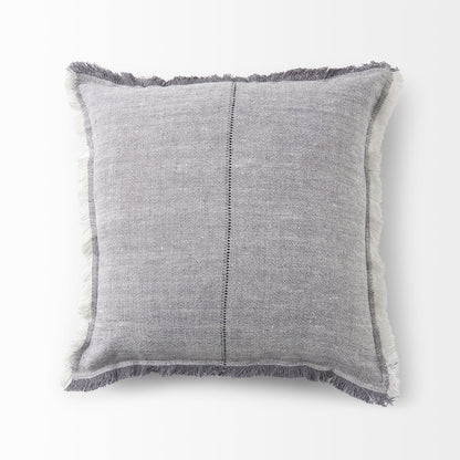 Thais 20L x 20W Blue and Cream Fringed Decorative Pillow Cover