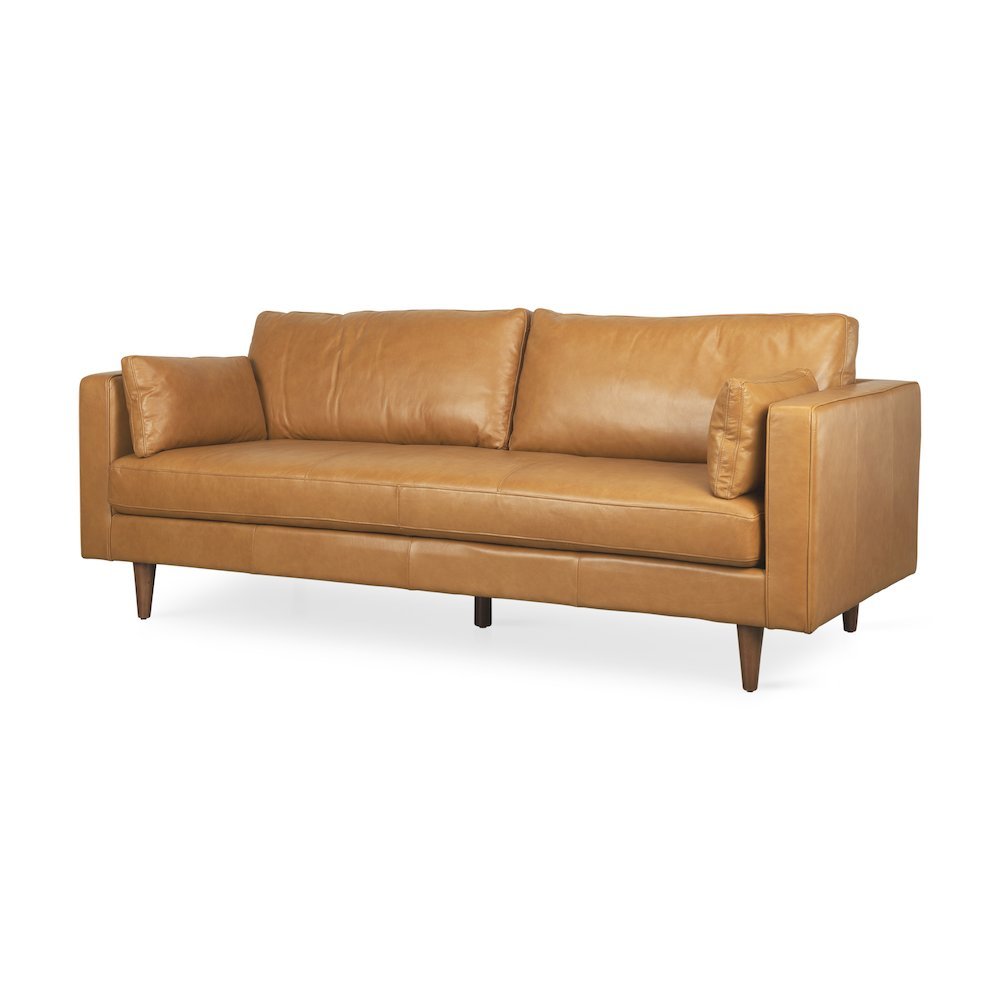 Elton  87.8L x 37.8W x 34.6H Tan Leather Sofa
