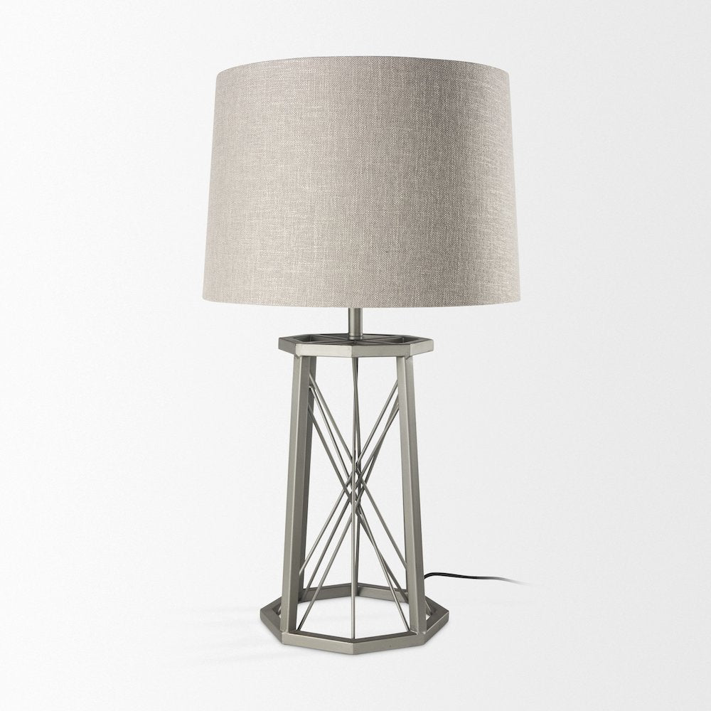 Raen (28.5"H) Gray Metal Octagonal Base w/Beige Shade Table Lamp