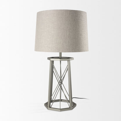 Raen (28.5"H) Gray Metal Octagonal Base w/Beige Shade Table Lamp