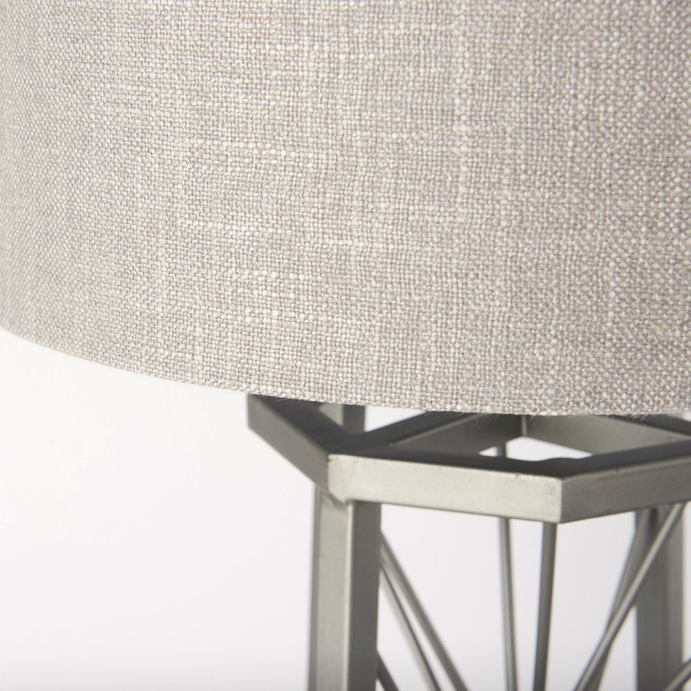 Raen (28.5"H) Gray Metal Octagonal Base w/Beige Shade Table Lamp