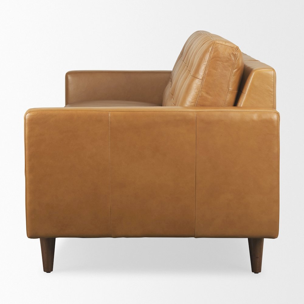 Olaf 88.2L x 37.8W x 35.0H Tan Leather Sofa
