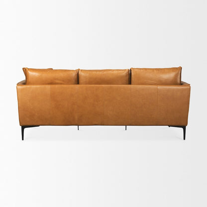 Lake Como 85.8L x 36.6W x 32.3H Tan Leather Three Seater Sofa
