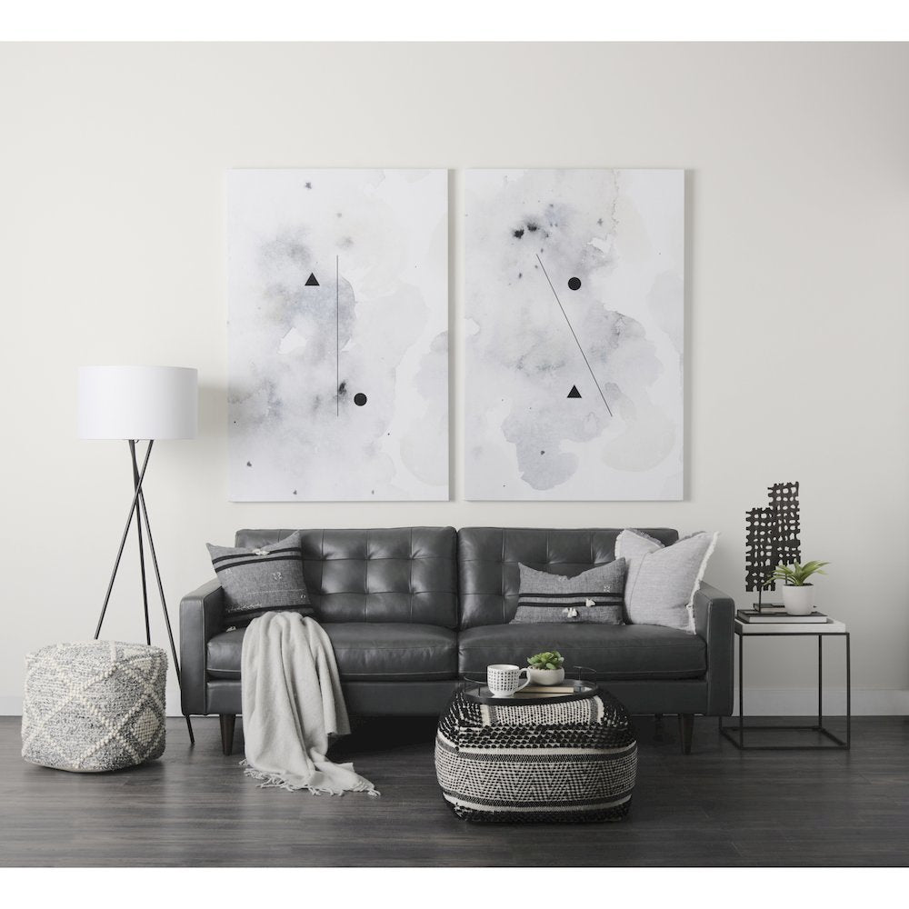 Nathan II 18" x 20" Square Top White Marble and Black Metal End/Side Table