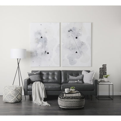 Nathan II 18" x 20" Square Top White Marble and Black Metal End/Side Table