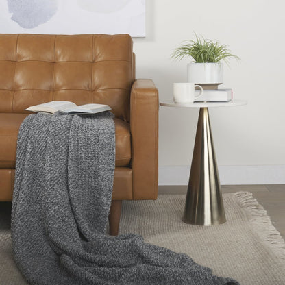 Olaf 88.2L x 37.8W x 35.0H Tan Leather Sofa