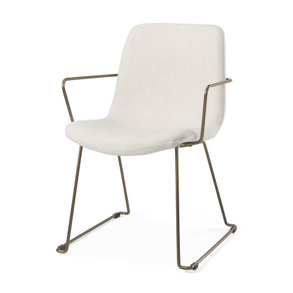 Sawyer Cream Fabric Wrap Gold Metal Frame Dining Chair