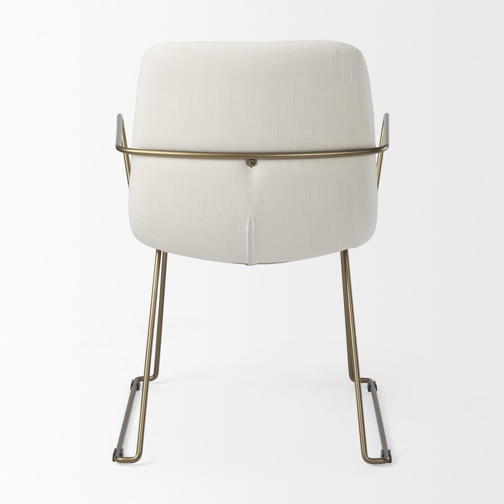 Sawyer Cream Fabric Wrap Gold Metal Frame Dining Chair