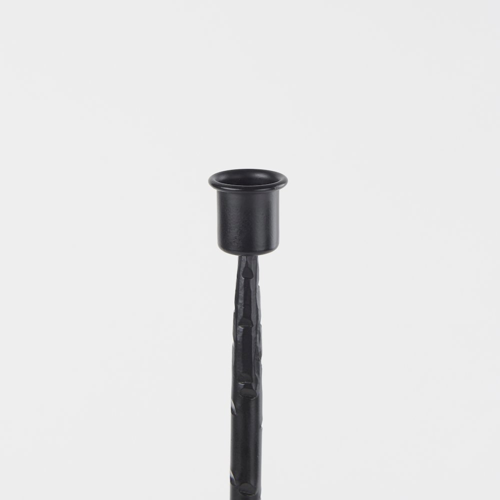 Porter 5.0L x 5.0W x 18.0H Medium Black Iron Candle Holder
