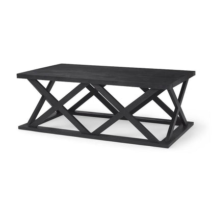 Forsey 48.0L x 28.0W x 17.5H Black Wood Rectangular Coffee Table