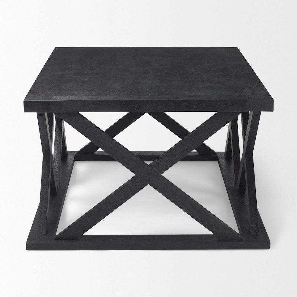 Forsey 48.0L x 28.0W x 17.5H Black Wood Rectangular Coffee Table