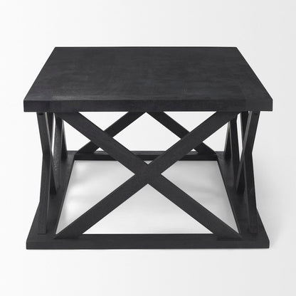 Forsey 48.0L x 28.0W x 17.5H Black Wood Rectangular Coffee Table