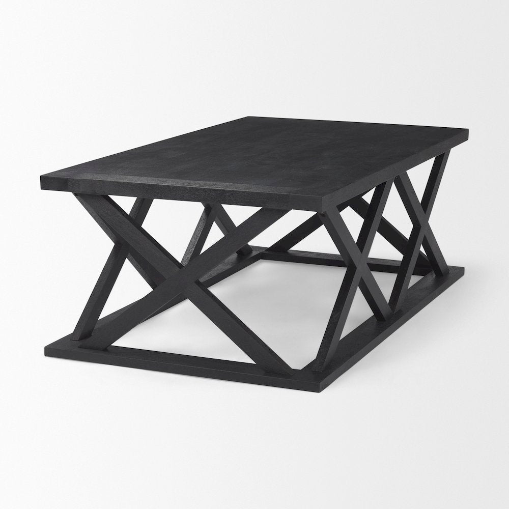 Forsey 48.0L x 28.0W x 17.5H Black Wood Rectangular Coffee Table