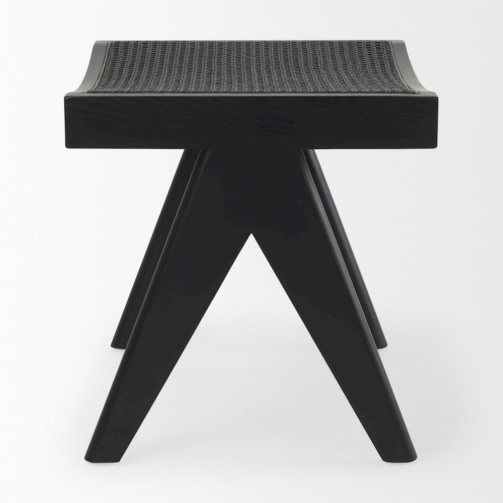 Arvin 21.7L x 17.7W x 18.1H Black Wooden Stool